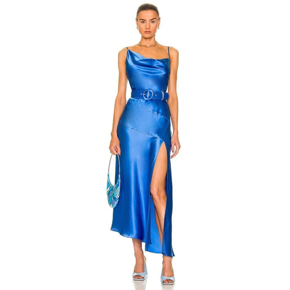 Nicholas Pure Silk Detachable Belt Gown In Olympic Blue Women's Size 4 NWT